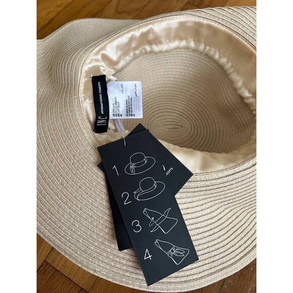 INC  Concepts Women's Beige Adjustable Fit Band Sun Hat OS A001203 - Picture 2 of 2